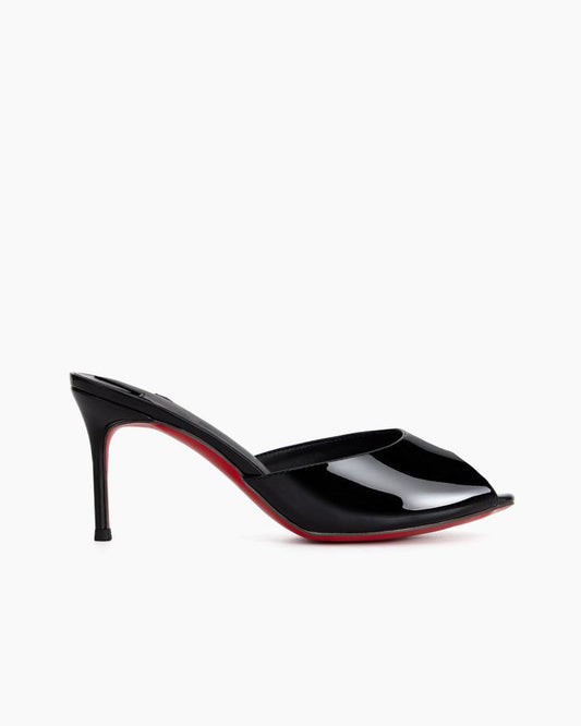 Dolly Series - 85mm Patent Calf Leather Heel Mules