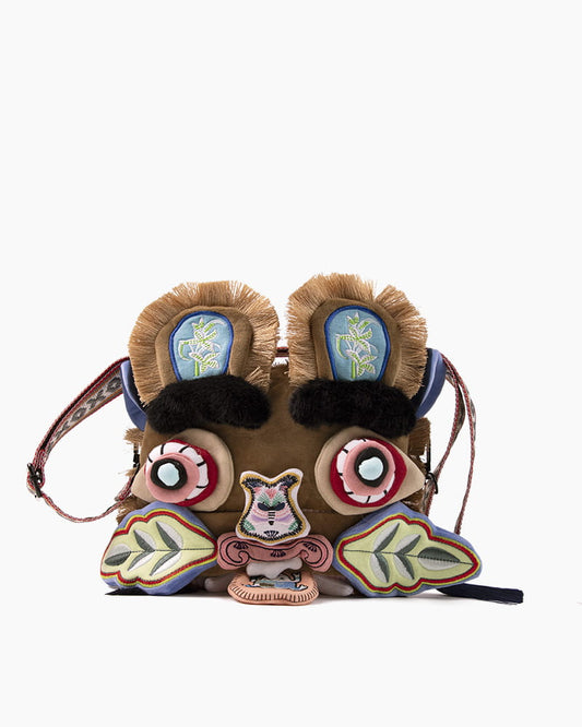 Embroidered Tiger Head Crossbody Bag