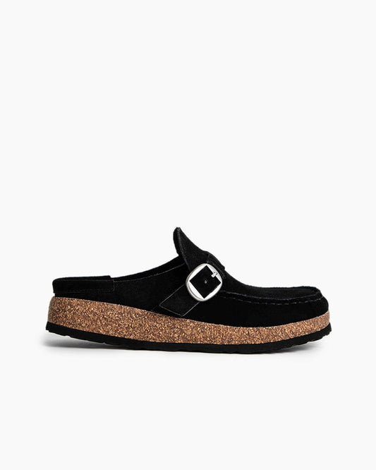 Women's Casual Suede Mules with Adjustable Buckle Strap