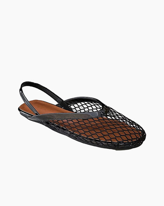 Minimalist Mesh Round-Toe Slingback Flats