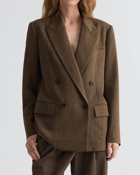 (Pre-sale) Women's Urban Chic Double-Breasted Stretch Wool Blazer