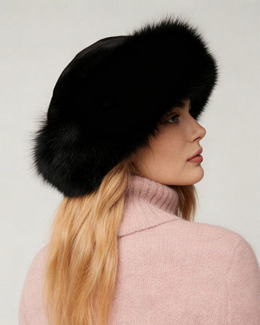 Luxury Fur Round Cap Thick Winter Accessory