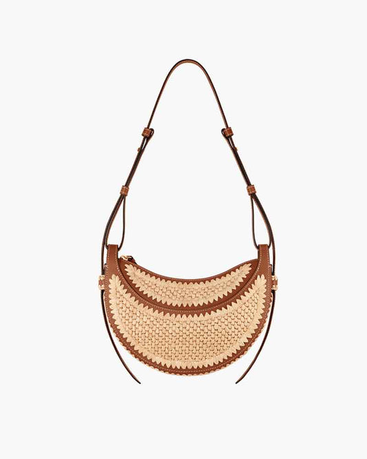 Women's Chic Handwoven Raffia Crescent Bag