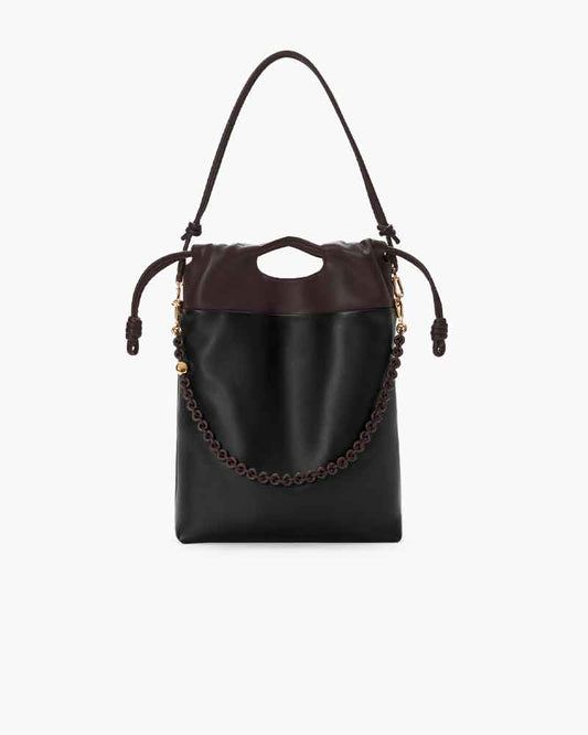 (Pre-sale) Genuine Leather Tote Knot Drawstring Chain
