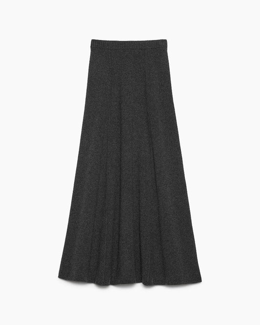 Charcoal Cotton Knit Midi Skirt for Minimalist Office Styling