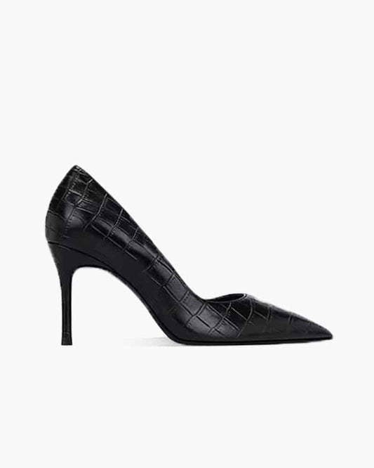 Croc-Embossed Pointed-Toe Stiletto Pumps