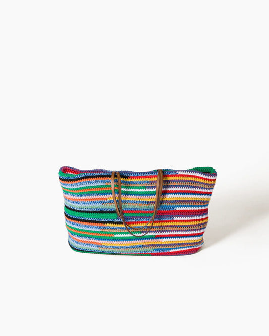 Summer Multicolor Striped Crochet Shoulder Tote Bag