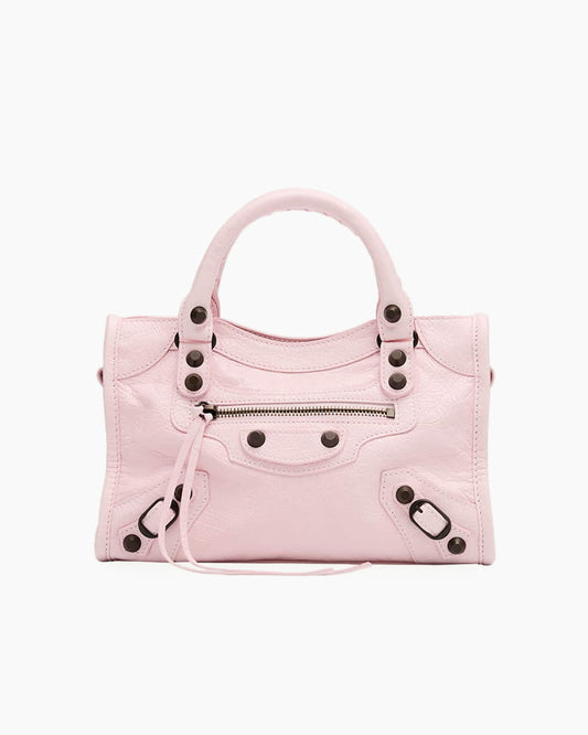 Blush Pink Studded Leather Mini Tote