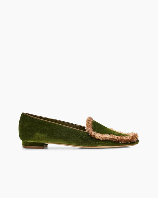 (Pre-sale) Women’s Velvet Fringe-Trim Loafers