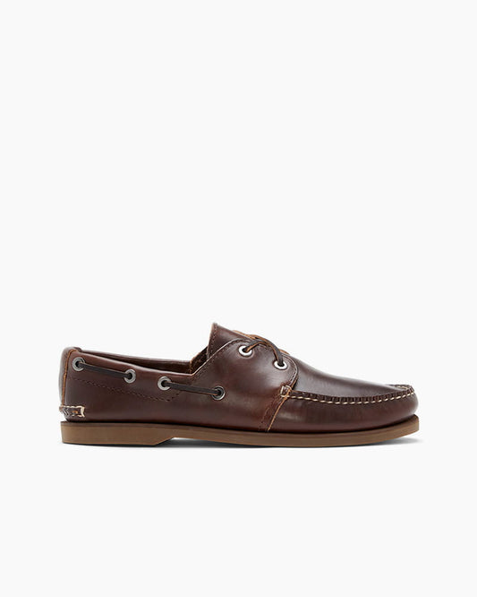 (Pre-sale) Men’s Brown Leather Moc-Toe Boat Shoes with Lace Detail