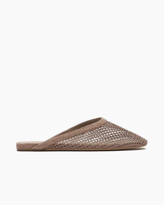 Women’s Mesh Vamp Leather-Trim Mule Flats