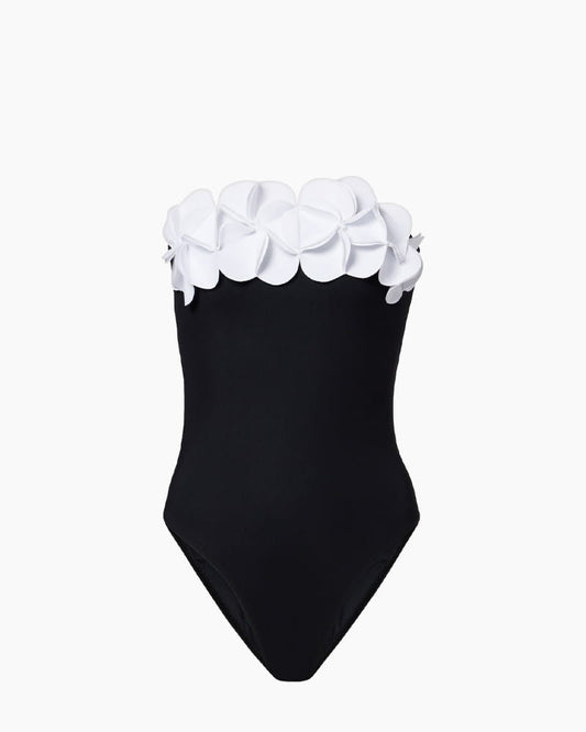 Elegant Resort Floral Bandeau One-Piece Swimsuit