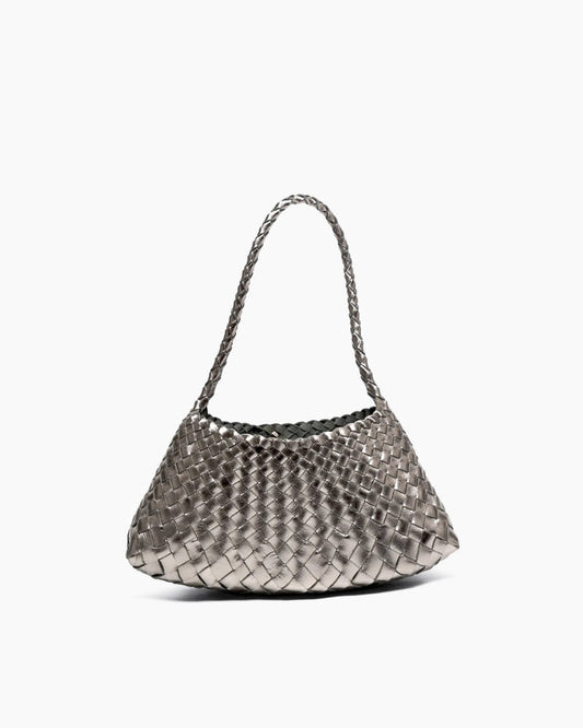 Silver Handwoven Metallic Shoulder Bag