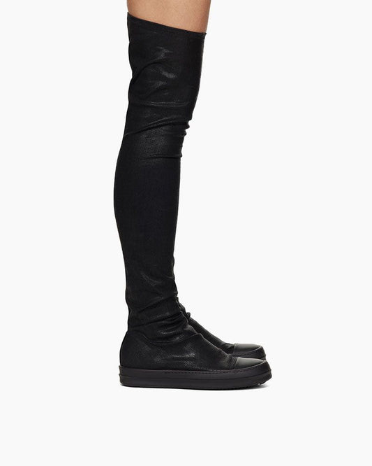 Black Hollywood High Sock Sneaks Tall Boots