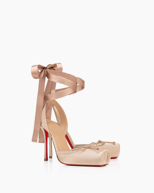 Bow-detailed Satin-crepe Heel Pumps