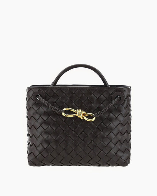 Women's Woven Leather Quilted Top Handle Bag