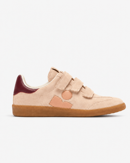 Women’s Beige Suede Leather Hook-and-Loop Sneakers