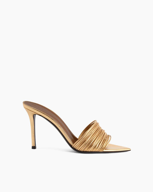 Pleated Metallic Leather High Stiletto Heel Pumps