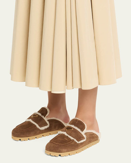 Suede Shearling Cozy Loafer Mules