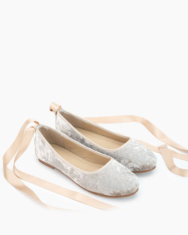 Floral Embroidery Lace-up Comfort Light Ballet Flats