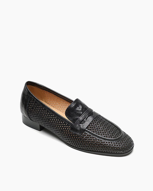 Woven Braided Leather Casual Flat Loafers
