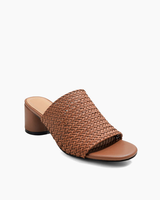 Woven Open-Toe Block-Heel Mule Sandals