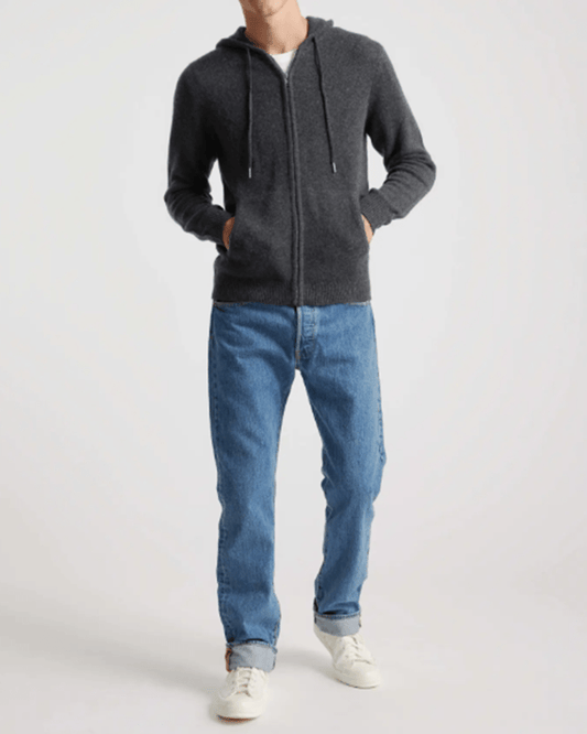 Men's 100% Cashmere Full-Zip Hooded Cardigan