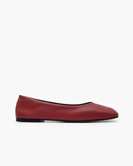 Square Toe Leather Slip-Ons Ballet Flats