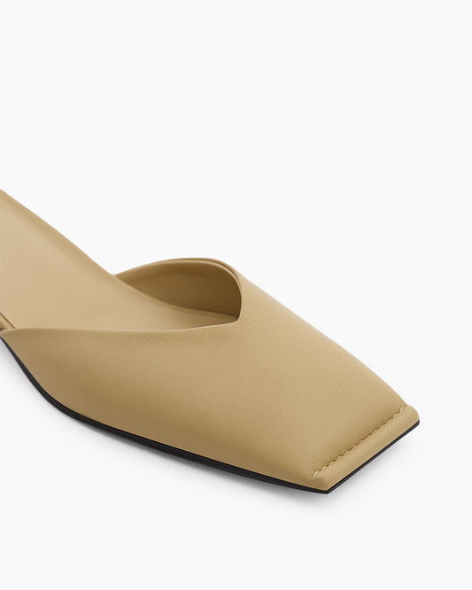Minimalist Square Toe Low Heeled Mules