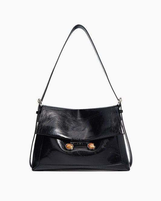 Black Leather Extra Large Soft Tote Shoulder Bag