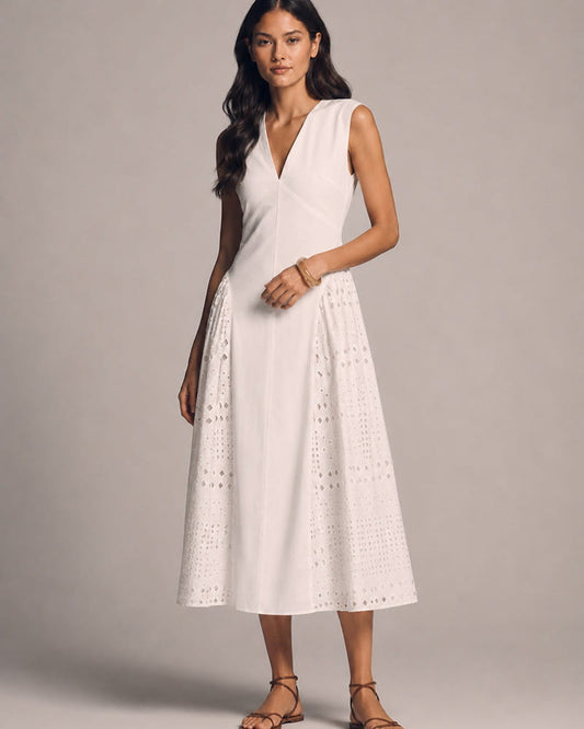 Garden-Party-V-Neck-Pleated-Midi-Daydress-1