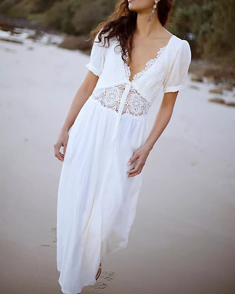 Dreamy Garden Party Lace Midi Dress White / S Dreamy Garden Party Lace Midi Dress White / S