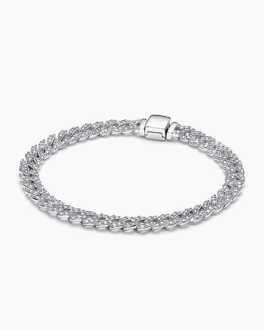 Cuban Chain Silver-Plated White Brass Bracelet