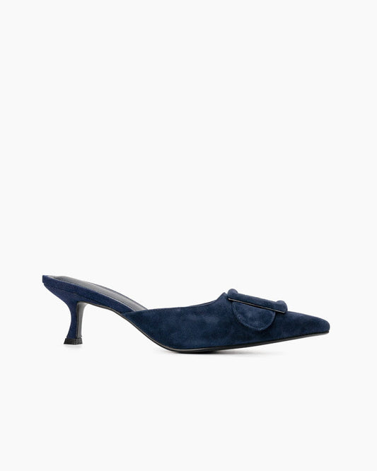 (Clean Up - US 6 ) Pointed Toe Slides Low Heels Mule Kitten Heel Sandals
