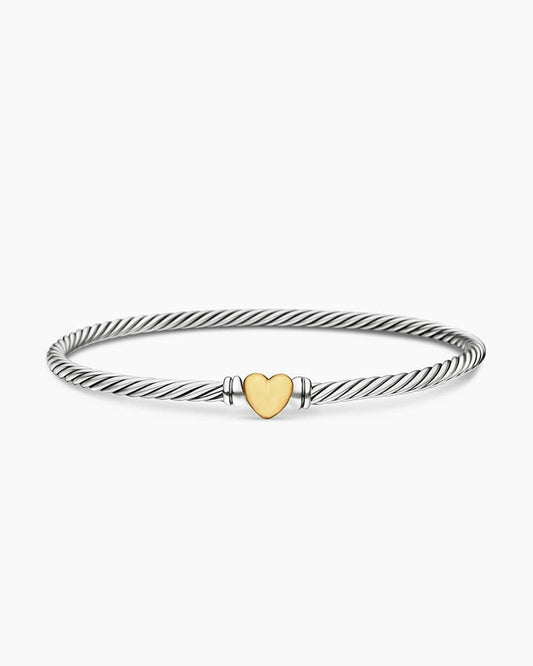 Classic Cable Heart Station Bracelet, 3mm