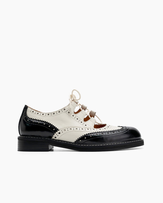 Lace-up Wingtip Perforated Leather Oxfords