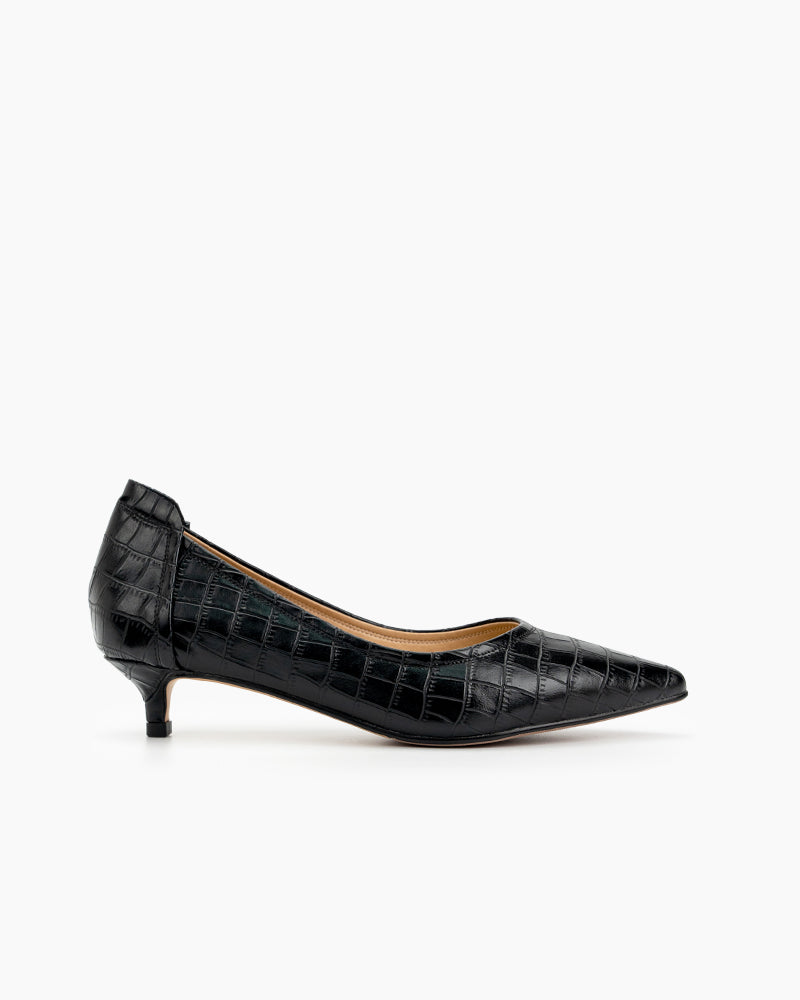 Pointed Toe Low Kitten Heels Pumps Black / US 8.5 Pointed Toe Low Kitten Heels Pumps Black / US 8.5