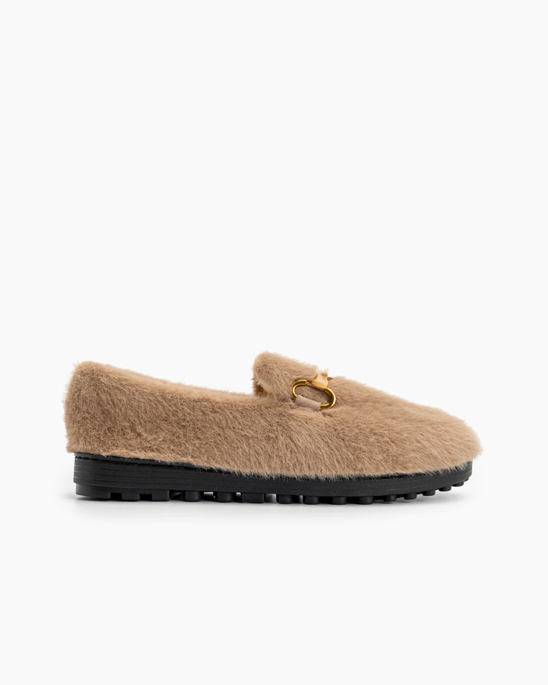 Horsebit-Classic-Metal-Buckle-Furry-Plush-Flat-Winter-Warm-Slippers-Loafers