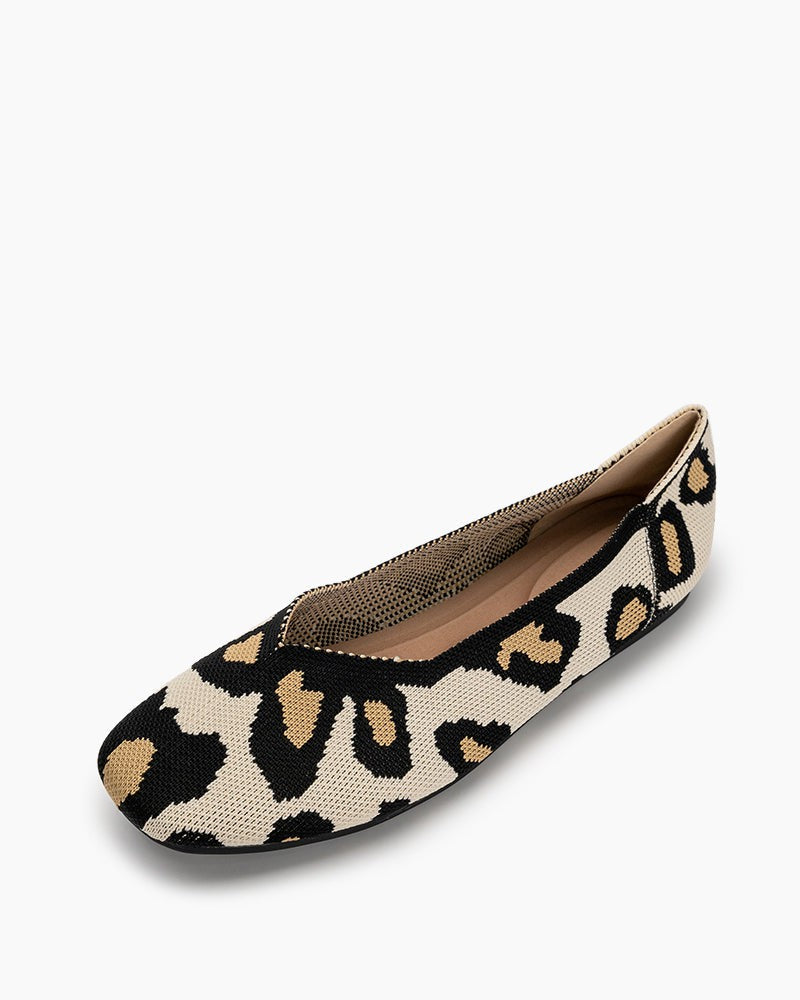 Leopard Print Square Toe Ballet Flats – LarosaStyle