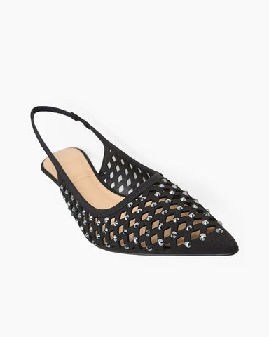 Crystal Embellishments Mid Heel Slingback Pumps