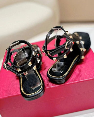 Studded Leather Thong Flats  Gladiator Sandals