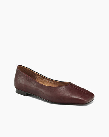 Minimalist Square Toe Leather Flat Loafers