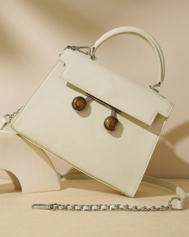 Chain Leather Medium Shoulder Satchel Bag