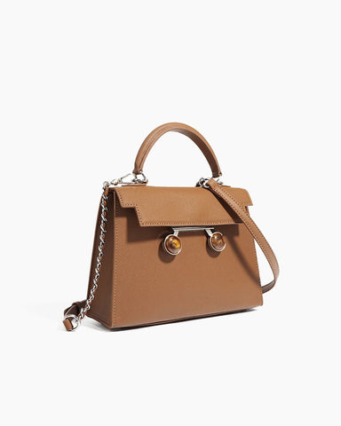 Chain Leather Medium Shoulder Satchel Bag