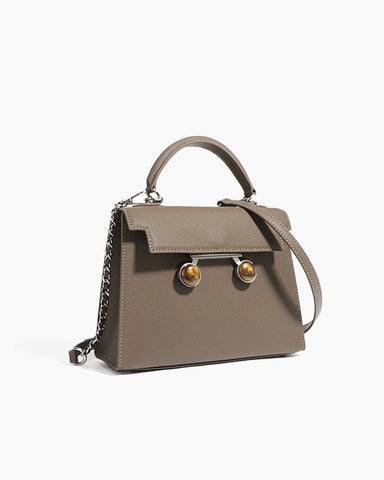 Chain Leather Medium Shoulder Satchel Bag