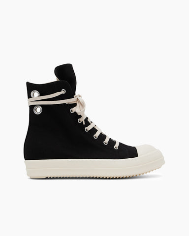 Women's Black with White Canvas Laces High-Top Sneakers
