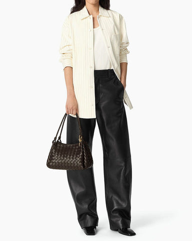 Medium Intrecciato Leather Shoulder Bag with Metal Knot Detail