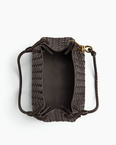 Medium Intrecciato Leather Shoulder Bag with Metal Knot Detail