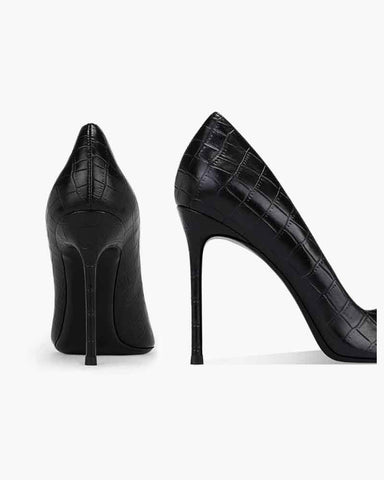 Croc-Embossed Pointed-Toe Stiletto Pumps