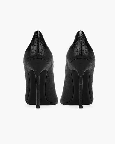 Croc-Embossed Pointed-Toe Stiletto Pumps